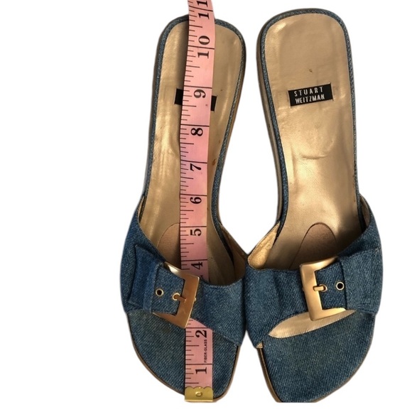 Stuart Weitzman  Size 10 denim  wedge with gold hardware - Picture 3 of 11
